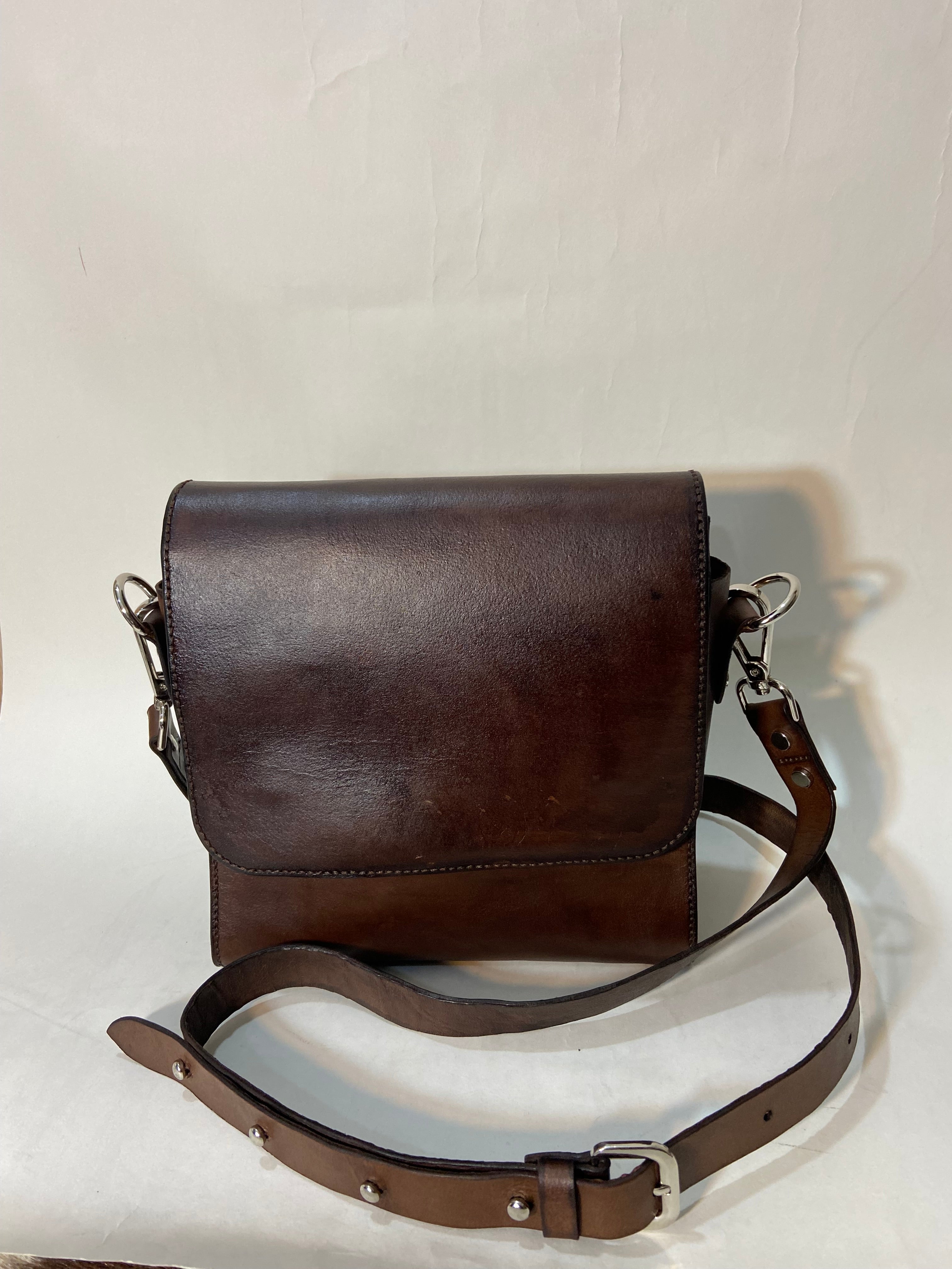 Vegetable tanned crossbody bag