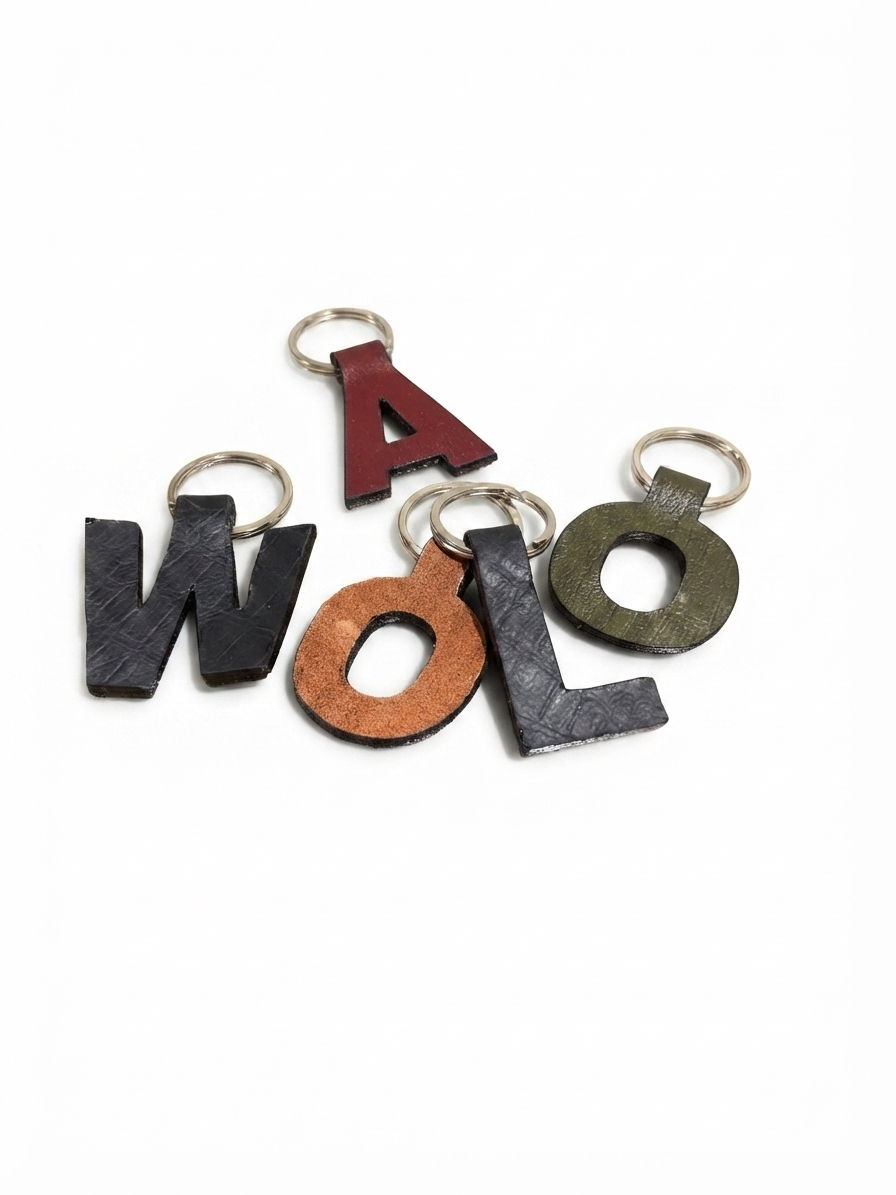 Alphabet Initial Leather Keychain