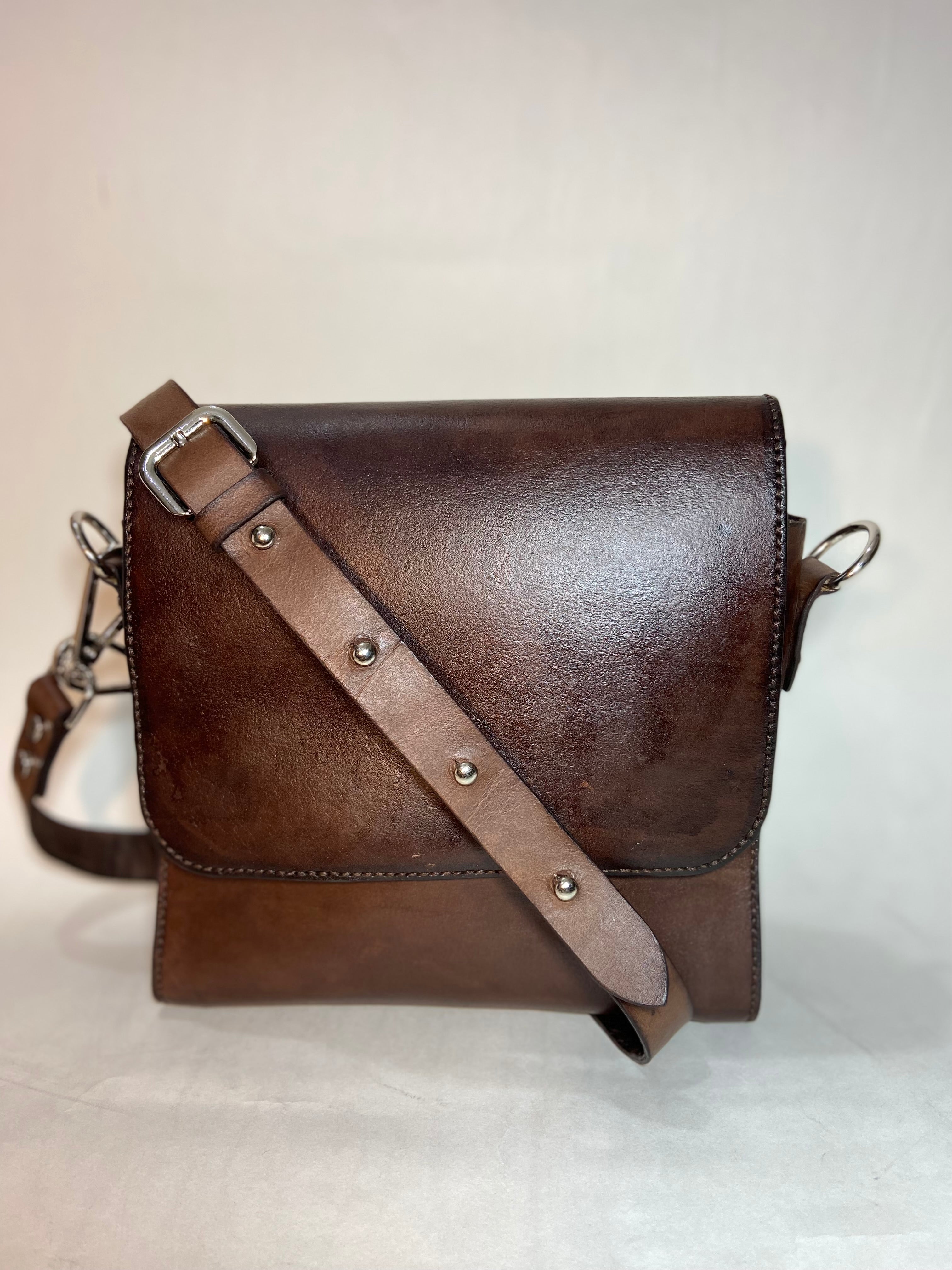 Vegetable tanned crossbody bag