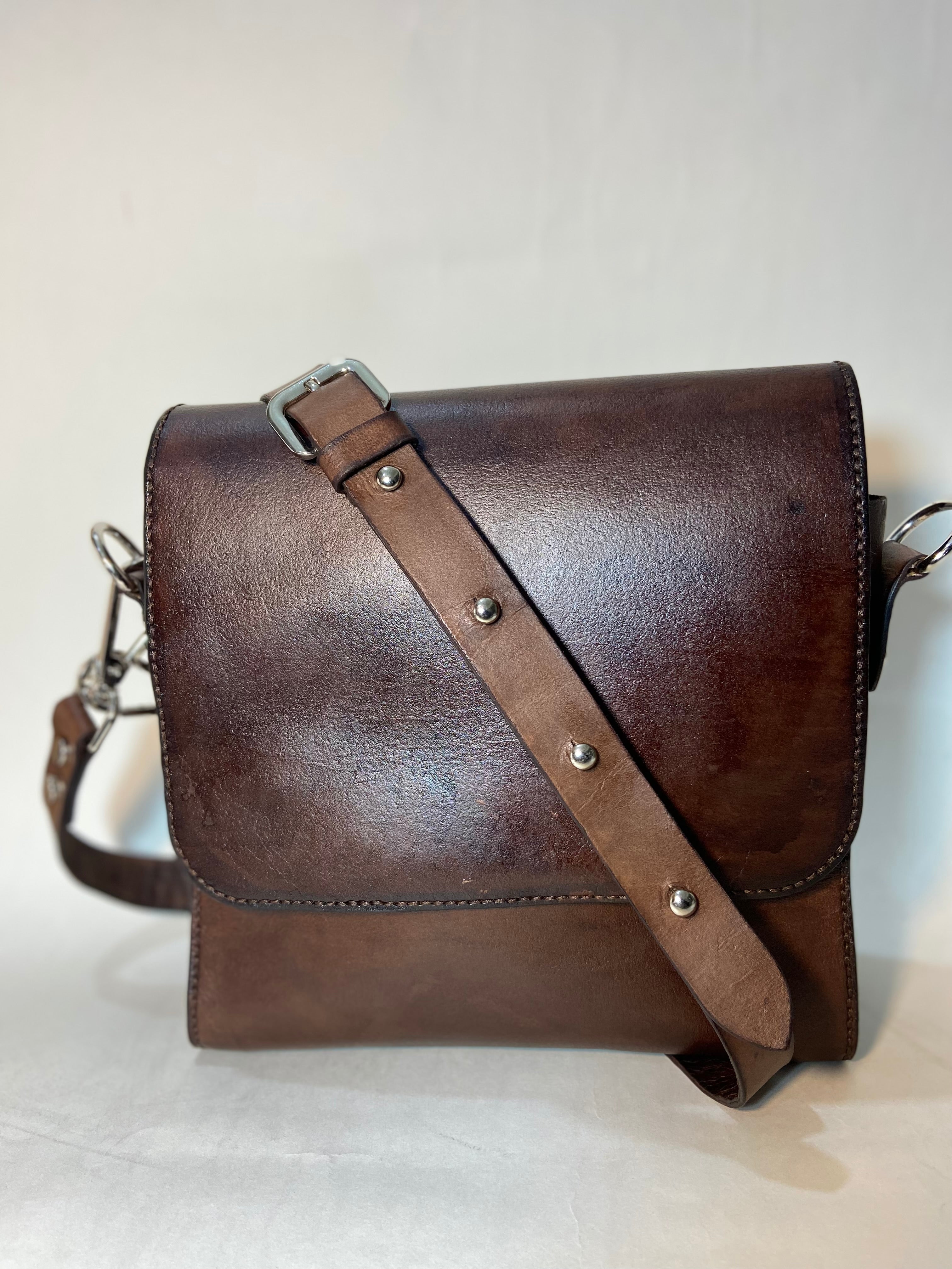 Vegetable tanned crossbody bag