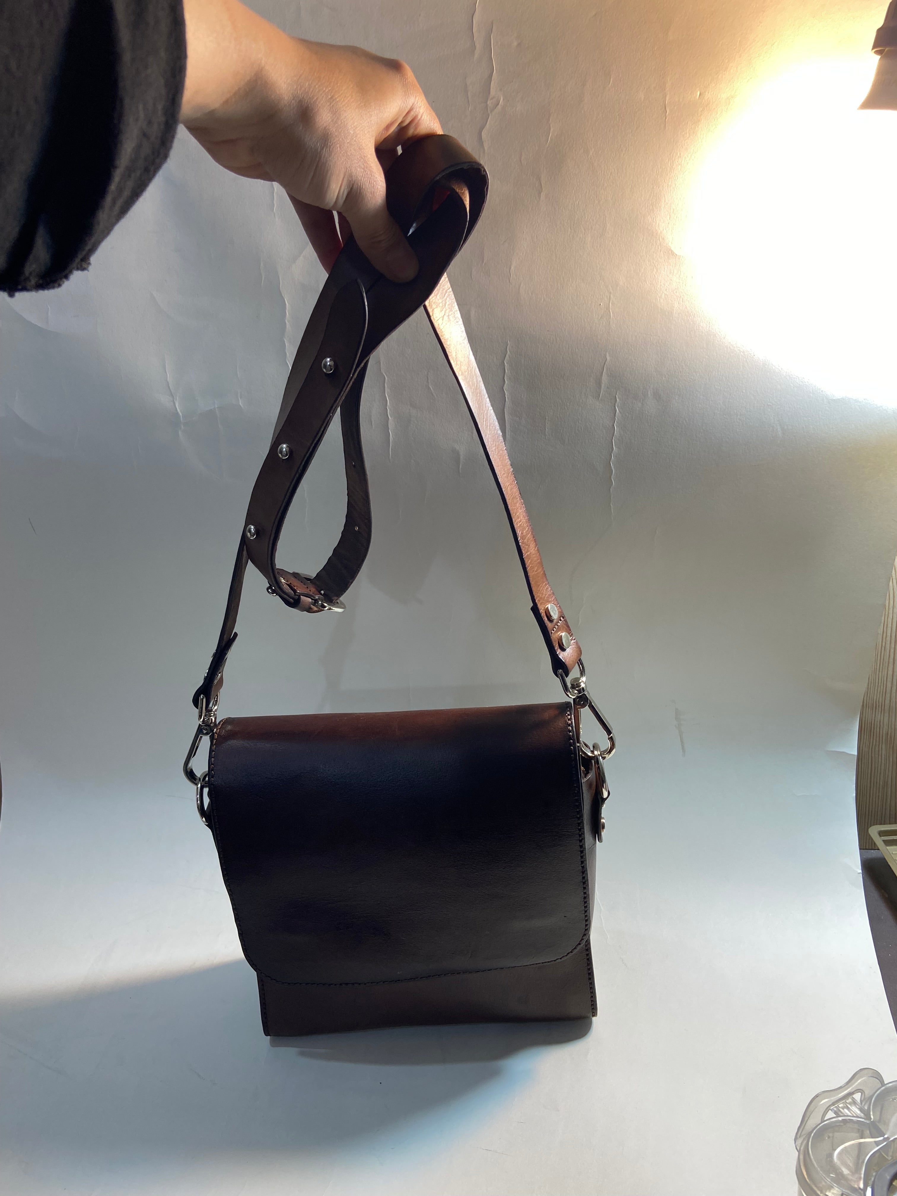 Vegetable tanned crossbody bag