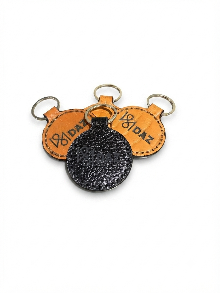Round Leather Keychain